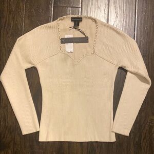 House of Harlow 1960 Cream Ribbed Top